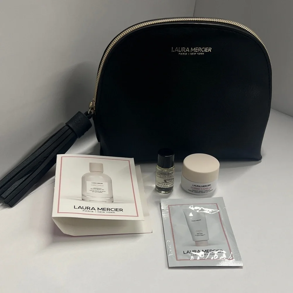 Laura Mercier Zip Around Makeup Clutch Bag with Ambre Vanille Unused Samples